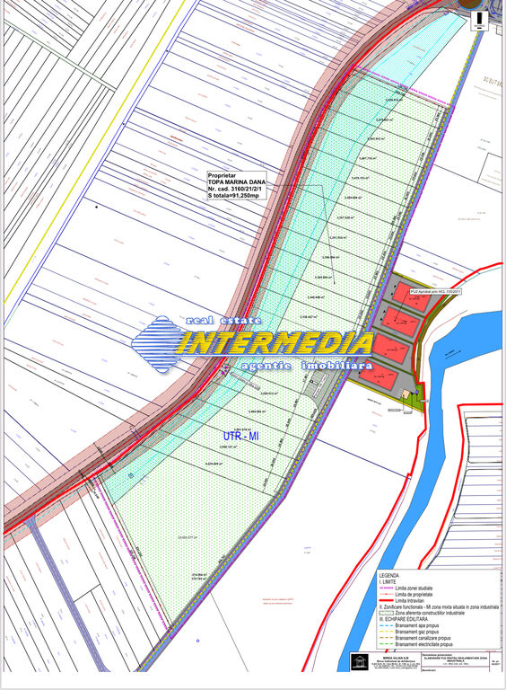 Industrial land for sale plots of 3350 sqm with PUZ and utilities in the area